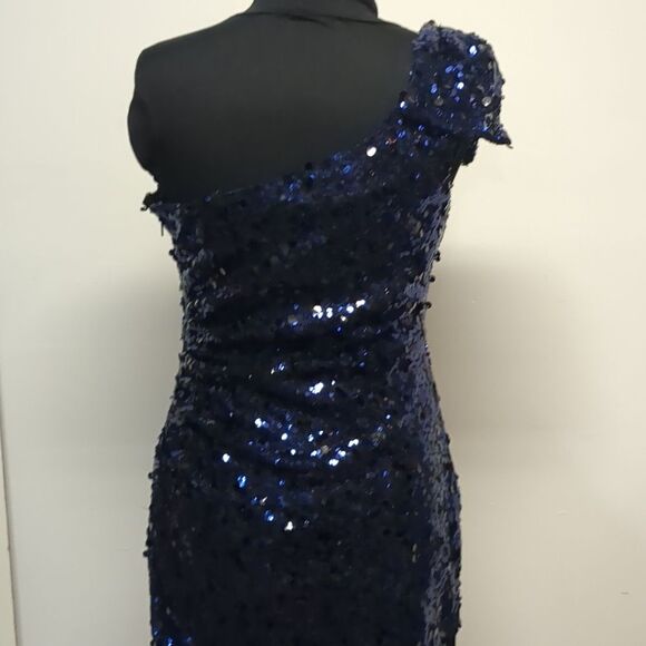 City Triangles Sequin Navy Black One Shoulder Cocktail Dress, Size 13 - Picture 8 of 10
